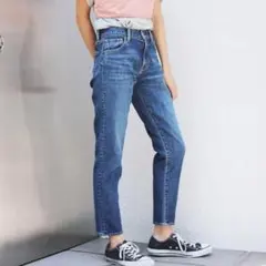 アングリッド ストレッチ テーパード デニムパンツ ジーンズ 27 体型カバーL