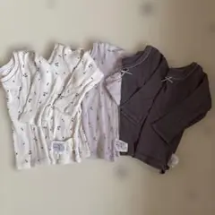 プティマイン リブ編み長袖シャツ肌着セット