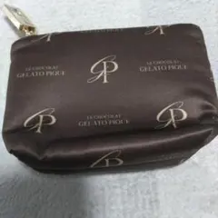 GELATO PIQUE ポーチ ブラウン チョコレートロゴ入り