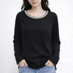 earth music&ecology 長袖カットソー【きれいめ】ブラック M