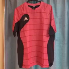 【値下げしました⭕】adidas ピンク ストライプ 半袖シャカシャカ