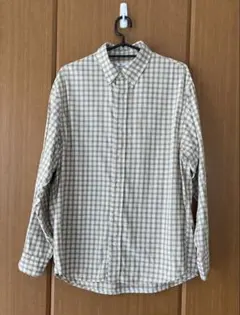 GU コットンチェックシャツ　ベージュ　MENS Sサイズ