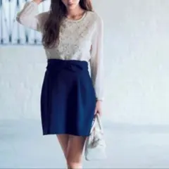 2★新品！INGNI＊ウエストリボンコクーンスカート＊ネイビー＊Mサイズ