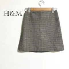 H&M 千鳥格子 ミニスカート ブラック ベージュ 裏地 レディース EUR34のサムネイル