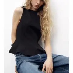 【完売品】ZARA ザラ ペプラムリボントップス⭐︎ブラックM 2026年最新】zara ペプラムトップスの人気アイテム - メルカリ