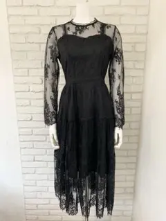 総レースドレス　シースルーワンピース　キャバドレス　S