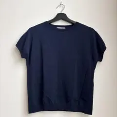 【美品】23区　サマーニット　半袖　ネイビー　洗えるのサムネイル
