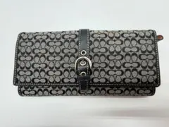 流*楓様 【良品】COACH コーチ　モノグラム柄 三つ折り財布 ブラック/グレ