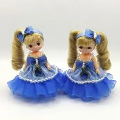 ミキちゃんマキちゃん服 ドレス 青色②・雫型のサムネイル