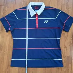 YONEX レディースサイズ　ネイビー ストライプ ポロシャツ