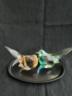 MultiGlass ガラス製鳥の置物 2羽セット