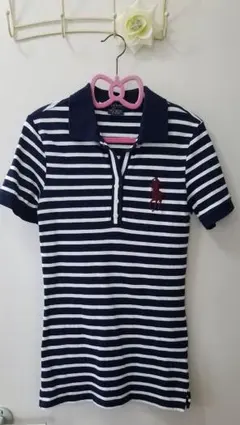 ラルフローレン　キッズ ポロシャツ ワンピース (ネイビー×ホワイト)