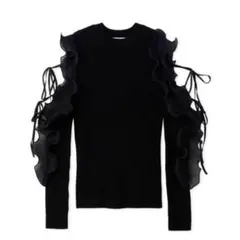 snidel フリルスリーブニットプルオーバー　BLK ブラック　黒