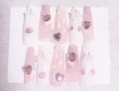 ネイルチップ さくらんぼ ピンク ハート リボン レース フリル 量産型