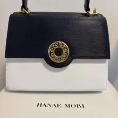 【未使用】Hanae Mori ハンドバッグ ネイビー/ホワイト