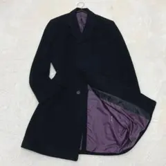 【美品】ポールスミス カシミヤチェスターコート ブラック パープル Lサイズ