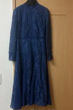 【美品】ＡＮＡＹI 総レースノースリーブワンピース　ネイビー　36 美品】ANAYI 総レースノースリーブワンピース ネイビー 36