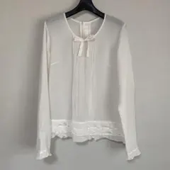 インゲボルグ 長袖 M ブラウス ホワイト系 リボン