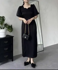 最終値下げprose verseオケージョンハートネックパフスリーブナローワンピ