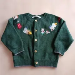 美品　ファミリア　カーディガン　緑　80