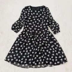 ギャラリービスコンティ シースルー花柄　ワンピース モノトーン