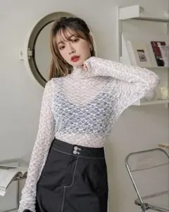 SHEIN シーイン レース トップス シアー