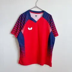 バタフライ 卓球ユニフォーム ゲームシャツ JTTA公認 Sサイズ 赤 紺