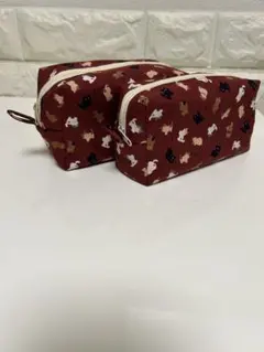 猫柄ポーチ 2個セット 小物入れ 化粧ポーチ ハンドメイド