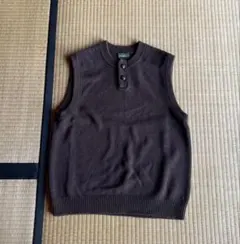 【90s-00s】エディバウアー　コットンベスト　ブラウン　くるみボタン