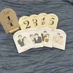 テーブルナンバー、ウェディングフォトポーズカード9枚セット【カードスタンド付き】