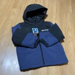 OUTDOOR フード付きダウンコート ネイビー/ブラック