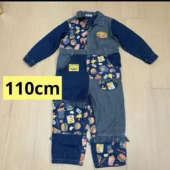 感謝sale❤️303❤️110cm❤️デニムパッチワークオーバーオール