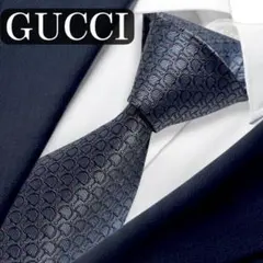 GUCCI ネクタイ　ホースビット　ジャガード　光沢感　ブルー　グッチのサムネイル