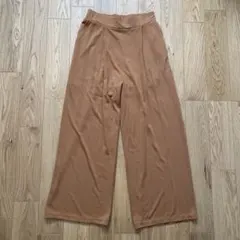 ブラウン ワイドパンツ ゴムウエスト