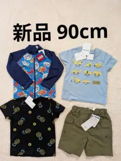 新品90cm男子 トミカ ラッシュガード+ Tシャツ+短パンズボン 4枚セット
