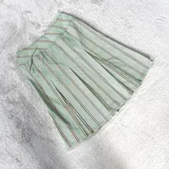 美品【イーストボーイ】（11号）プリーツスカート ストライプ ミントグリーン