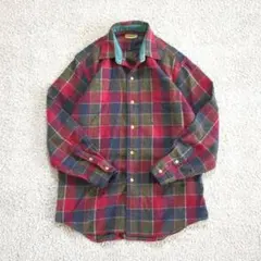 90s グランジ アメカジ チェックシャツ 赤 L ウール混 Vintage