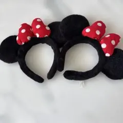 美品 1度短時間着用 ミニーマウス 耳付き リボン カチューシャ 1つ