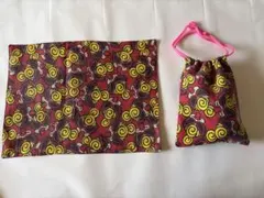 入園入学 ランチョンマット＆巾着セット ハンドメイド カラフルポップ柄
