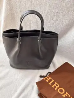 美品 HIROFU レザートートバッグ M 本革 ダークグレー ヒロフ イタリア