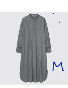 UNIQLO コットンギャザーロングシャツワンピースM(長袖)