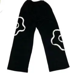 スウェット　パンツ　ズボン　花模様　ブラック　黒