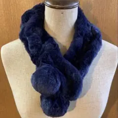ネイビー ラムファー マフラー 約70cm