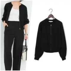 23区 オンワード ニット ブルゾン ジャケット カーディガン38 ブラック