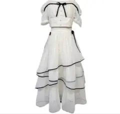 anmille オフショルトップス×ヘムレイヤードスカート セット ドット