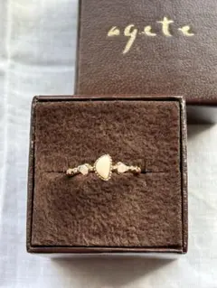 【美品】agete YG K10オパール・天然石リング 9号