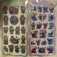 新品 ラブブ スティッチ ボンボンドロップシール オーロラシール ぷっくりシール