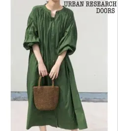 極美品　URBANRESEARCH DOORSコットンボイルギャザーワンピースM