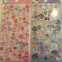 ぷっくり キラキラ立体シール 3Dステッカー うさぎとおばけ