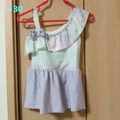 130 子供用水着 グラデーション フリル、リボン付き　西松屋　女の子